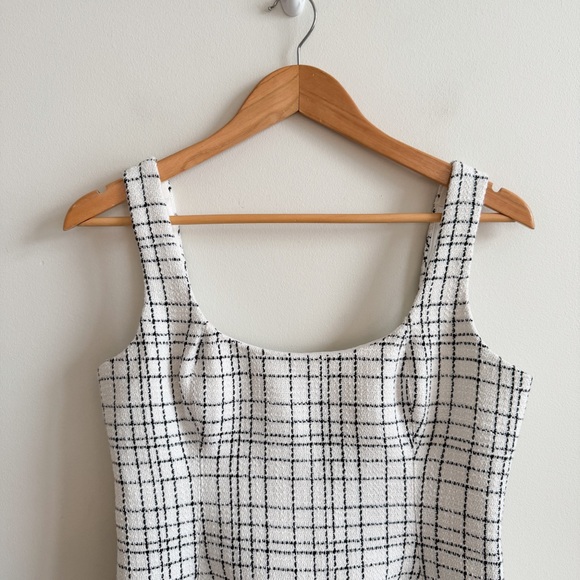 New! MESHKI • Beth Tweed Mini Dress in White Check - Picture 5 of 14